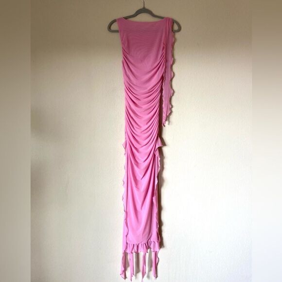 Lovers and Friends Vanessa Midi Pink Dress Gown Sheer Size S - Picture 6 of 10